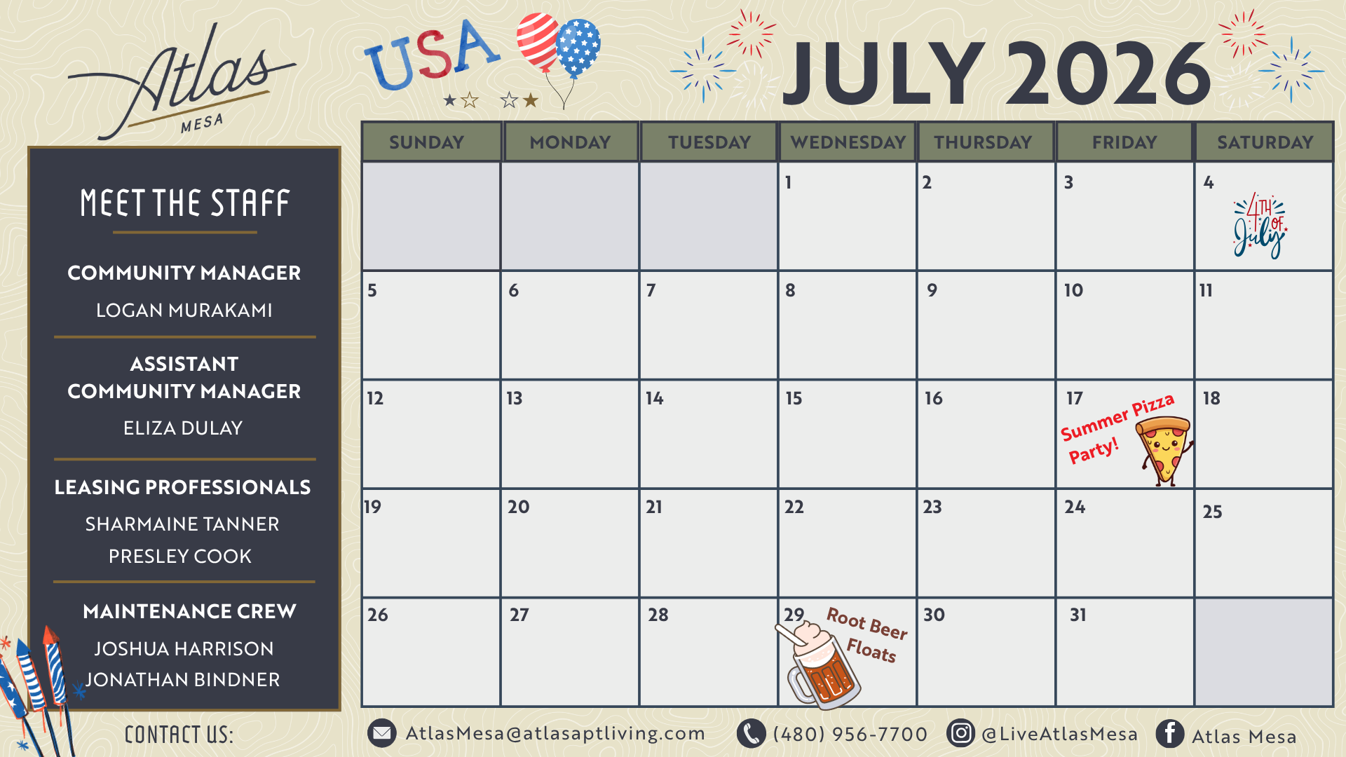 July Event Calendar