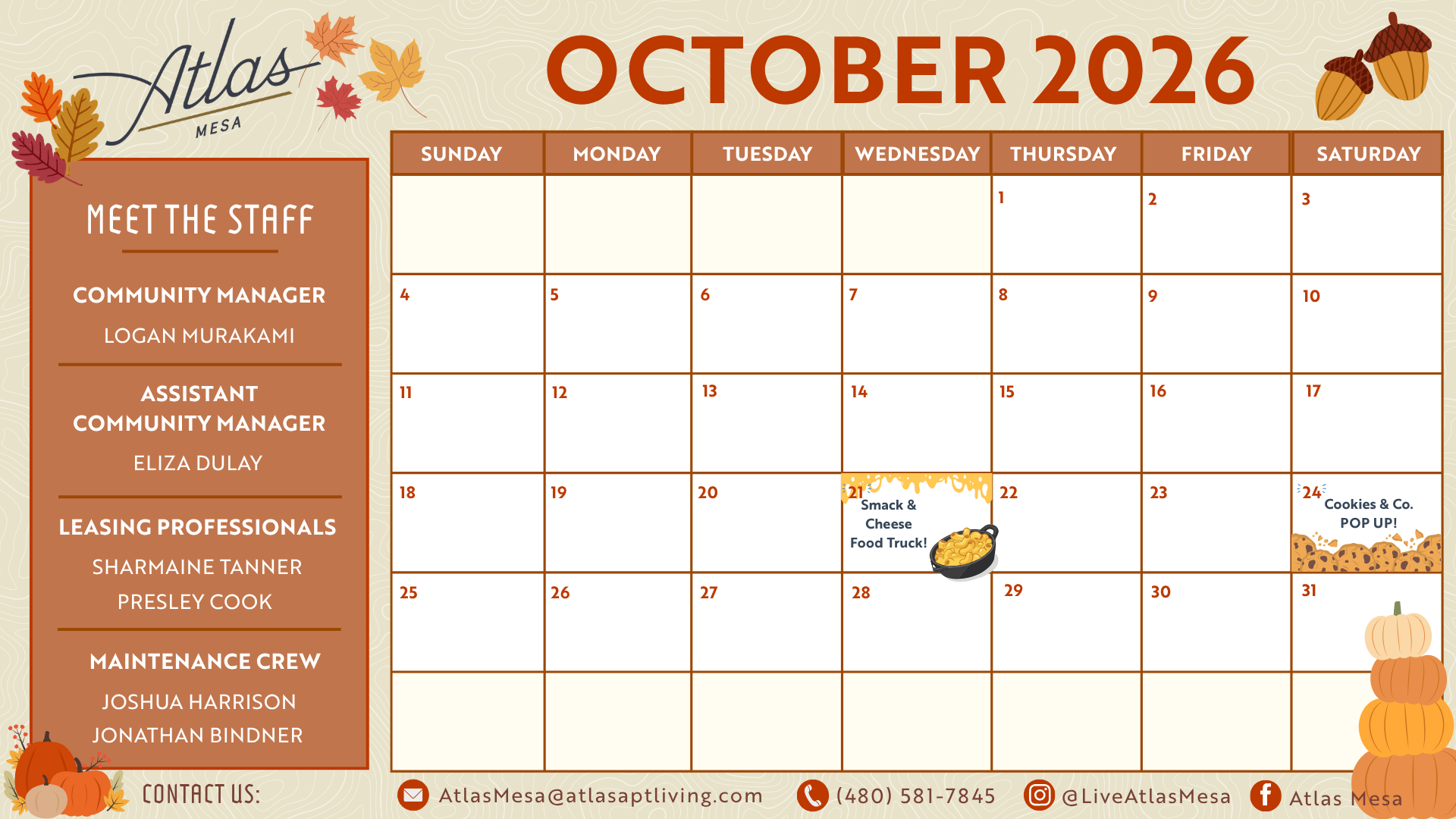 Oct Event Calendar